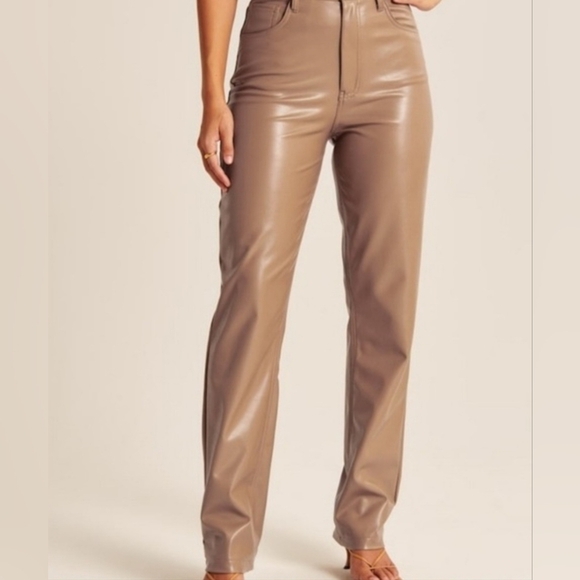 Abercrombie & Fitch Pants - Abercrombie & Fitch - The 90's Straight Ultra High Rise Vegan Leather Pants. NWT